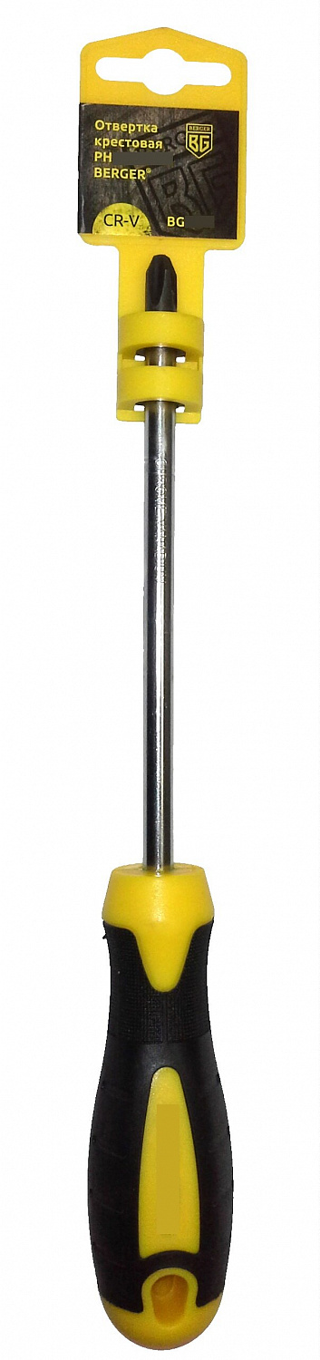 Отвертка крестовая BERGER PH0x100mm BG1046 Отвертка крестовая BERGER PH0x100mm BG1046