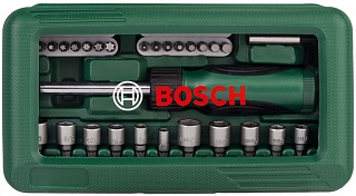 Набор бит и торцевых ключей с отверткой (46 штук) Bosch 2.607.019.504 Набор бит и торцевых ключей с отверткой (46 штук) Bosch 2.607.019.504